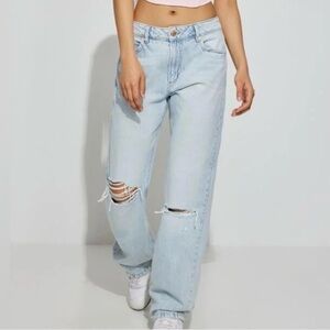 GARAGE Light Wash Slouchy Denim Ripped Jeans | SIZE 28 / 7
